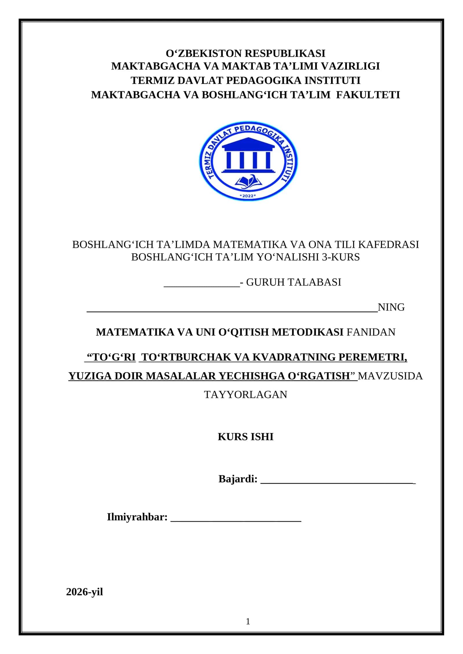 TOʻGʻRI TOʻRTBURCHAK VA KVADRATNING PERIMETRI, YUZIGA DOIR MASALALAR YECHISHGA OʻRGATISH 1