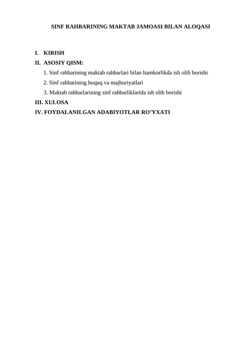 Sinf Rahbarining Maktab Jamoasi Bilan Aloqasi 1
