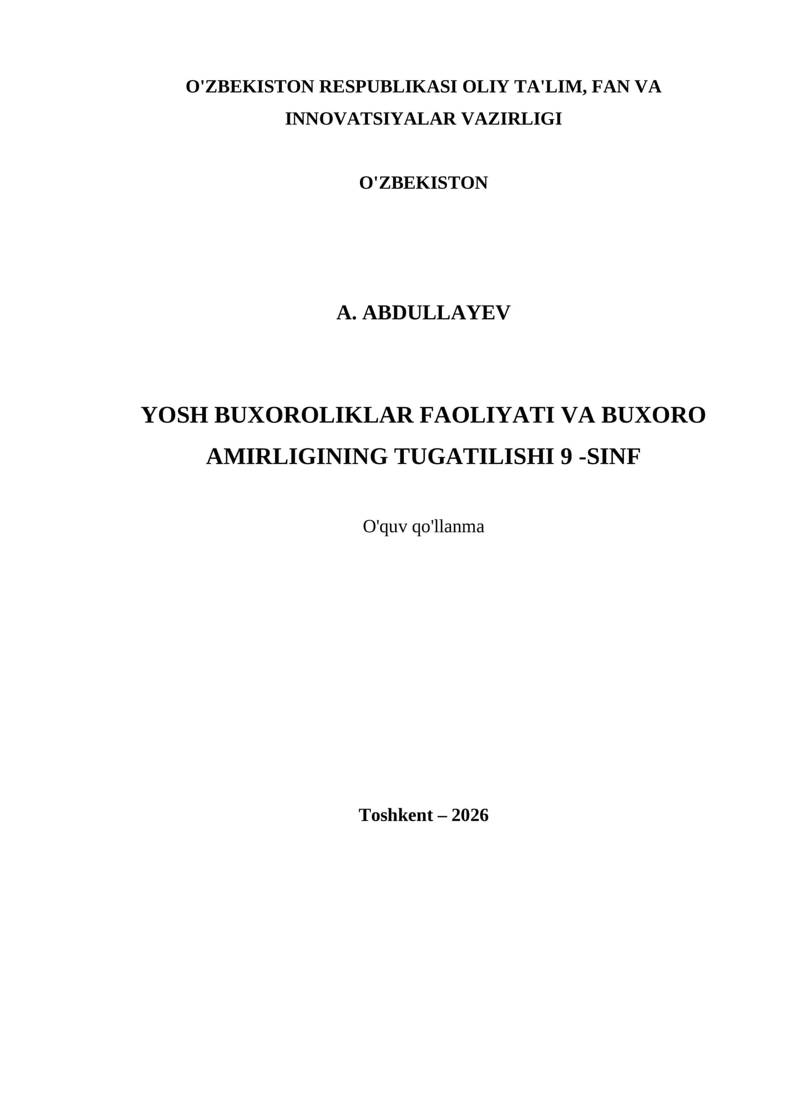 YOSH BUXOROLIKLAR FAOLIYATI VA BUXORO AMIRLIGINING TUGATILISHI 9 -SINF 1
