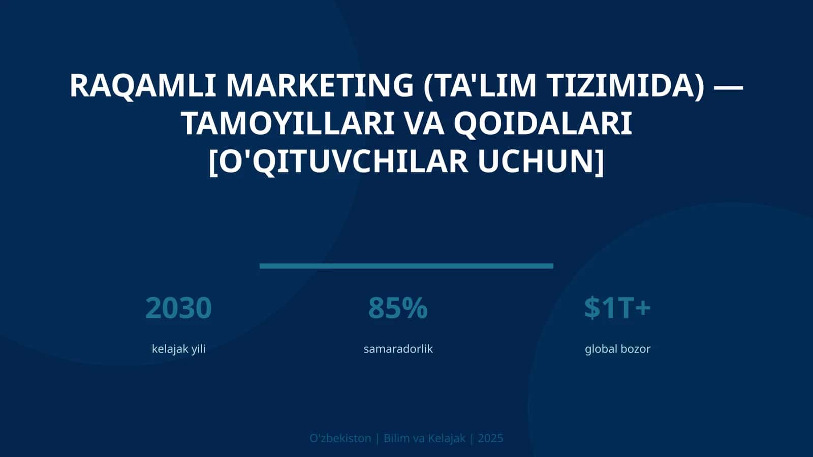 Raqamli marketing (ta'lim tizimida) — Tamoyillari va qoidalari [O'qituvchilar uchun] 1