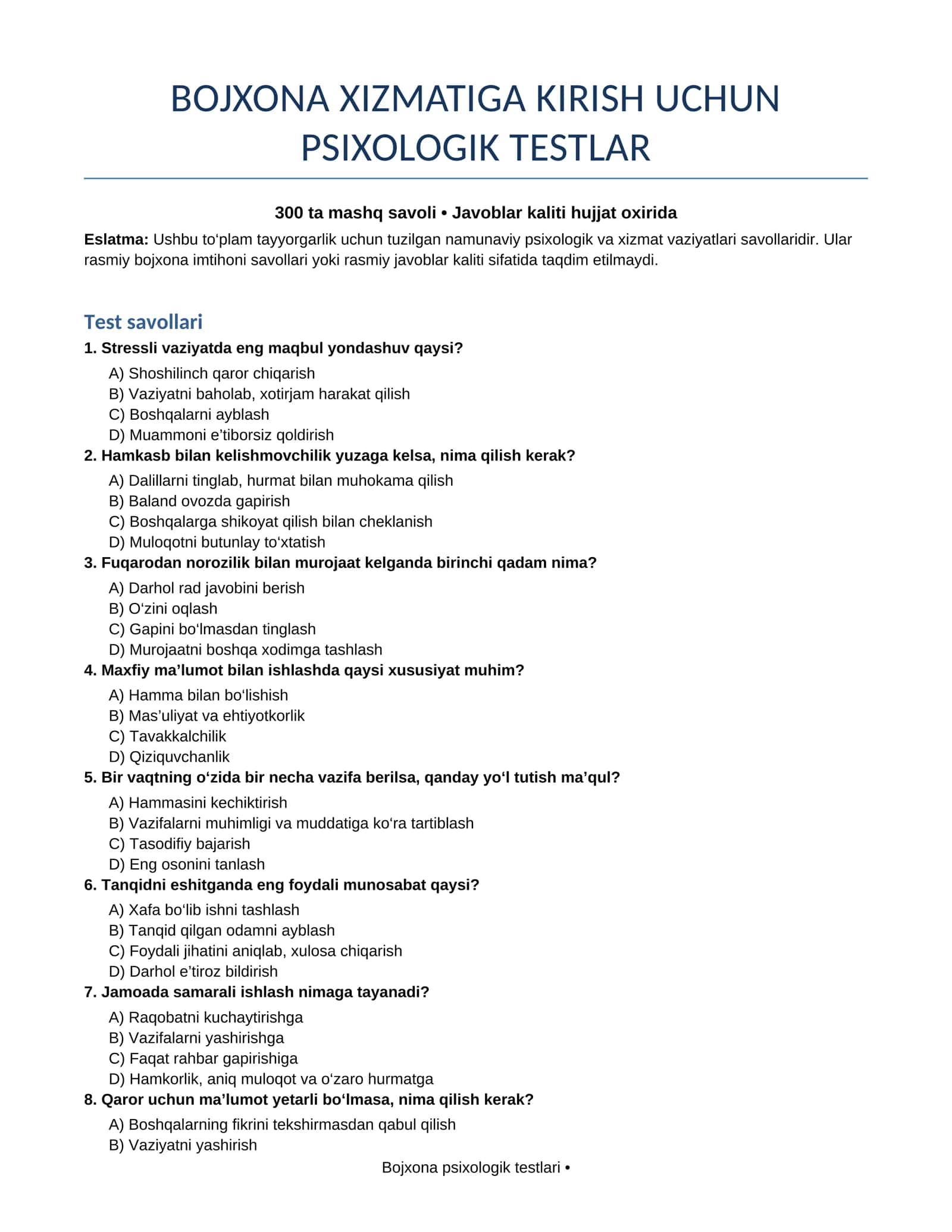KIRISH UCHUN PSIXOLOGIK TESTLAR 1