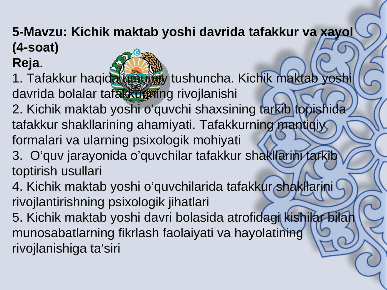 Kichik maktab yoshi davrida tafakkur va xayol 1