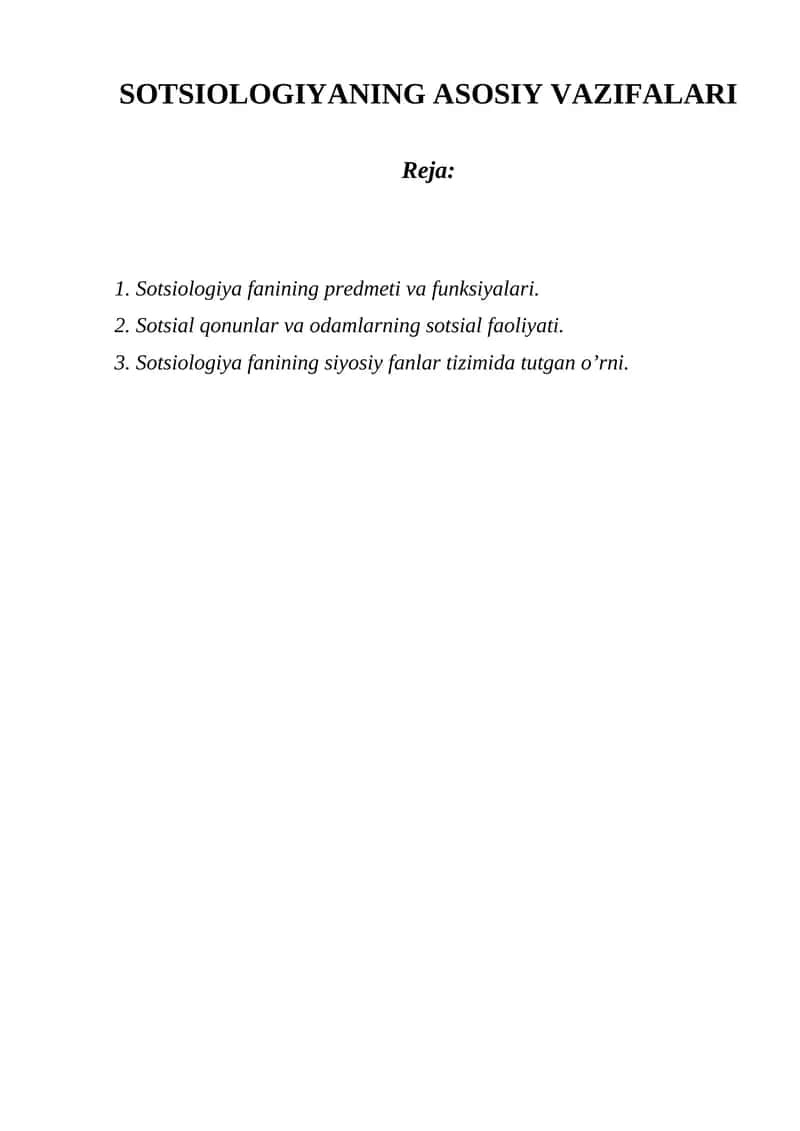 Sotsiologiya fanining asosiy vazifalari 1