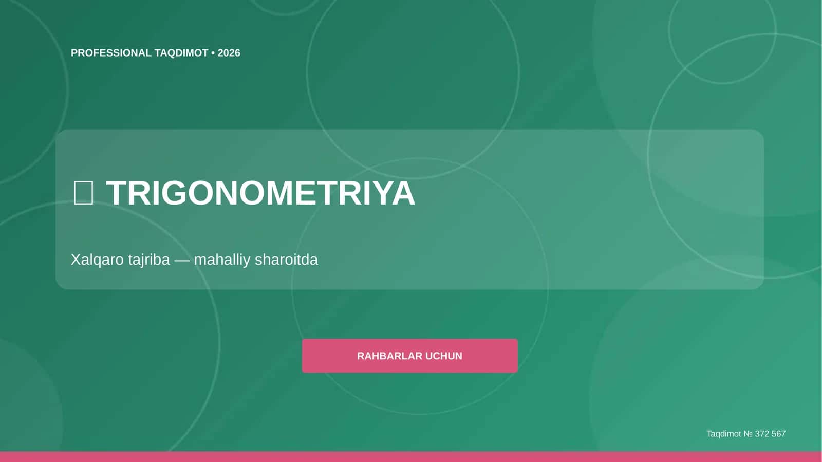 Trigonometriya: Xalqaro tajriba (mahalliy sharoitda) [rahbarlar uchun] 1