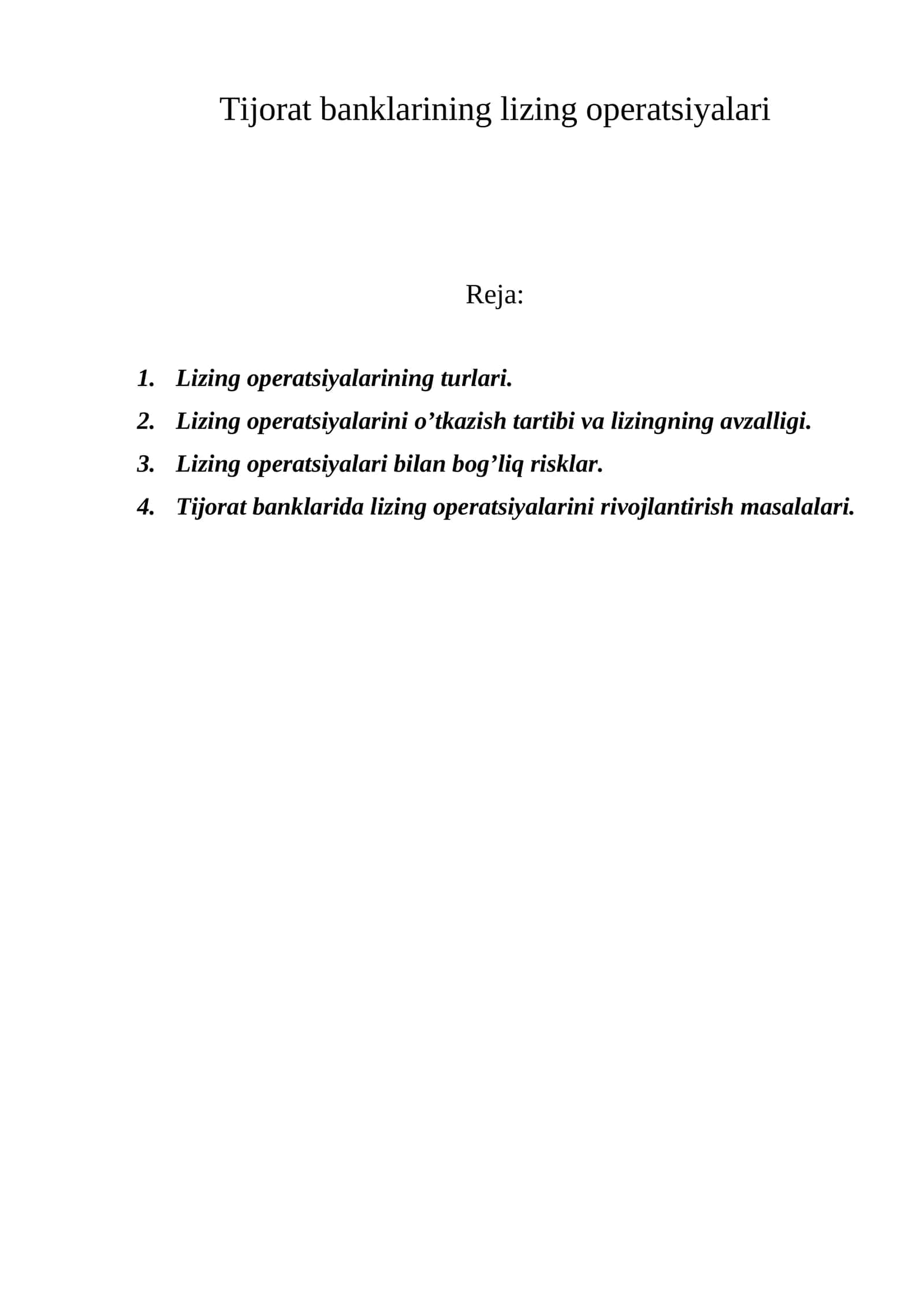 Tijorat banklarining lizing operatsiyalari 1