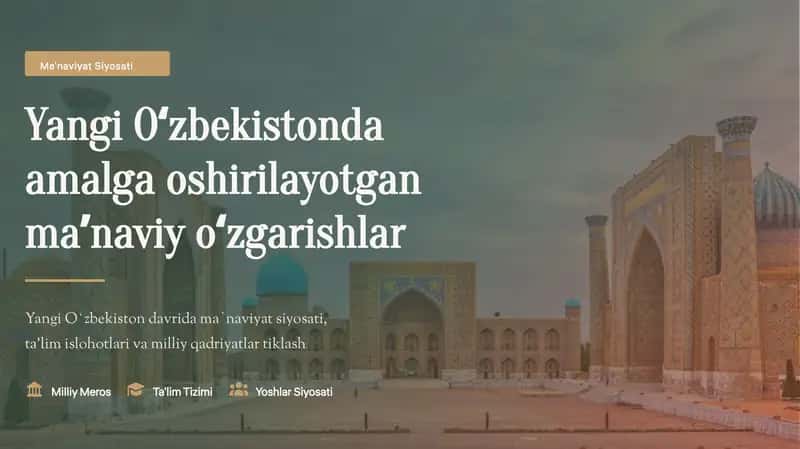 Yangi Oʻzbekistonda amalga oshirilayotgan maʼnaviy oʻzgarishlar 1