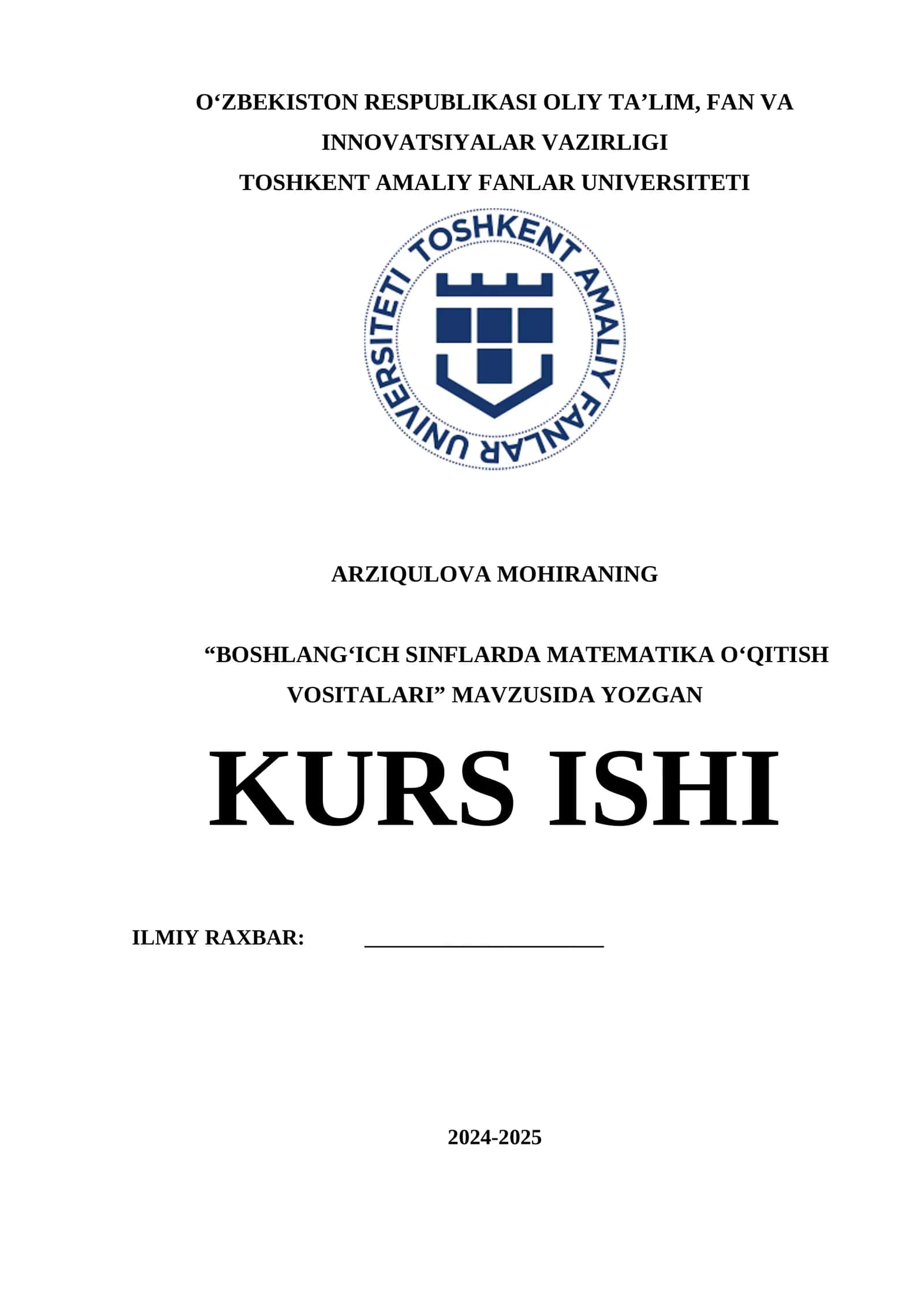 BOSHLANG‘ICH SINFLARDA MATEMATIKA OʻQITISH VOSITALARI 1