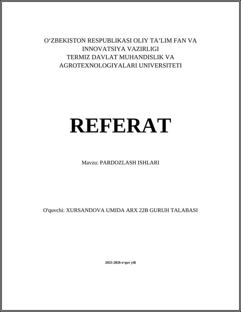 PARDOZLASH ISHLARI 1