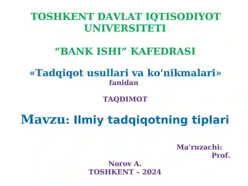 Ilmiy tadqiqotning tiplari