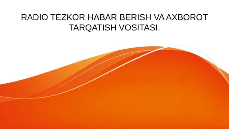 Radio Tezkor Habar Berish va Axorot Tarqatish Vositasi 1