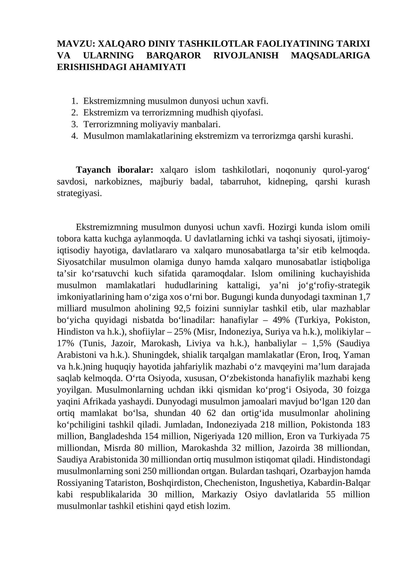 Ekstremizmning musulmon dunyosi uchun xavfi 1