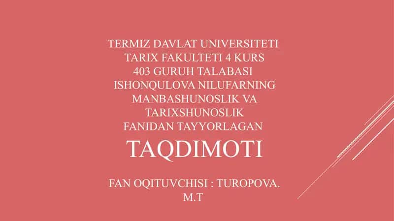 Taqdirlar tarixi 1
