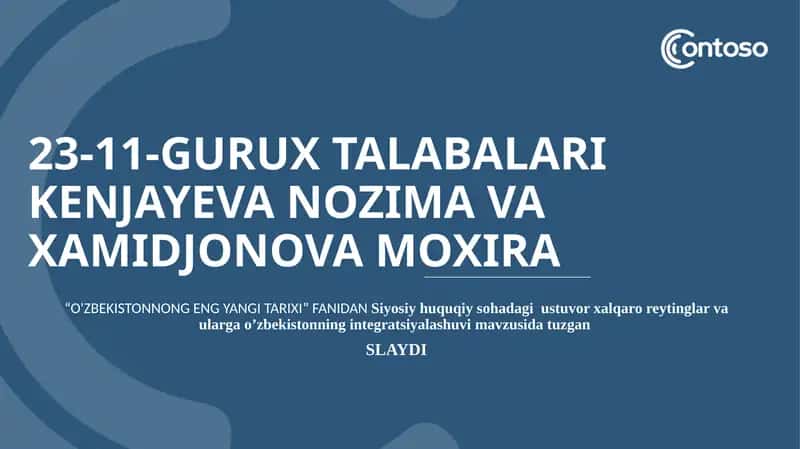 O'zbekistonning integratsiyalashuvi 1