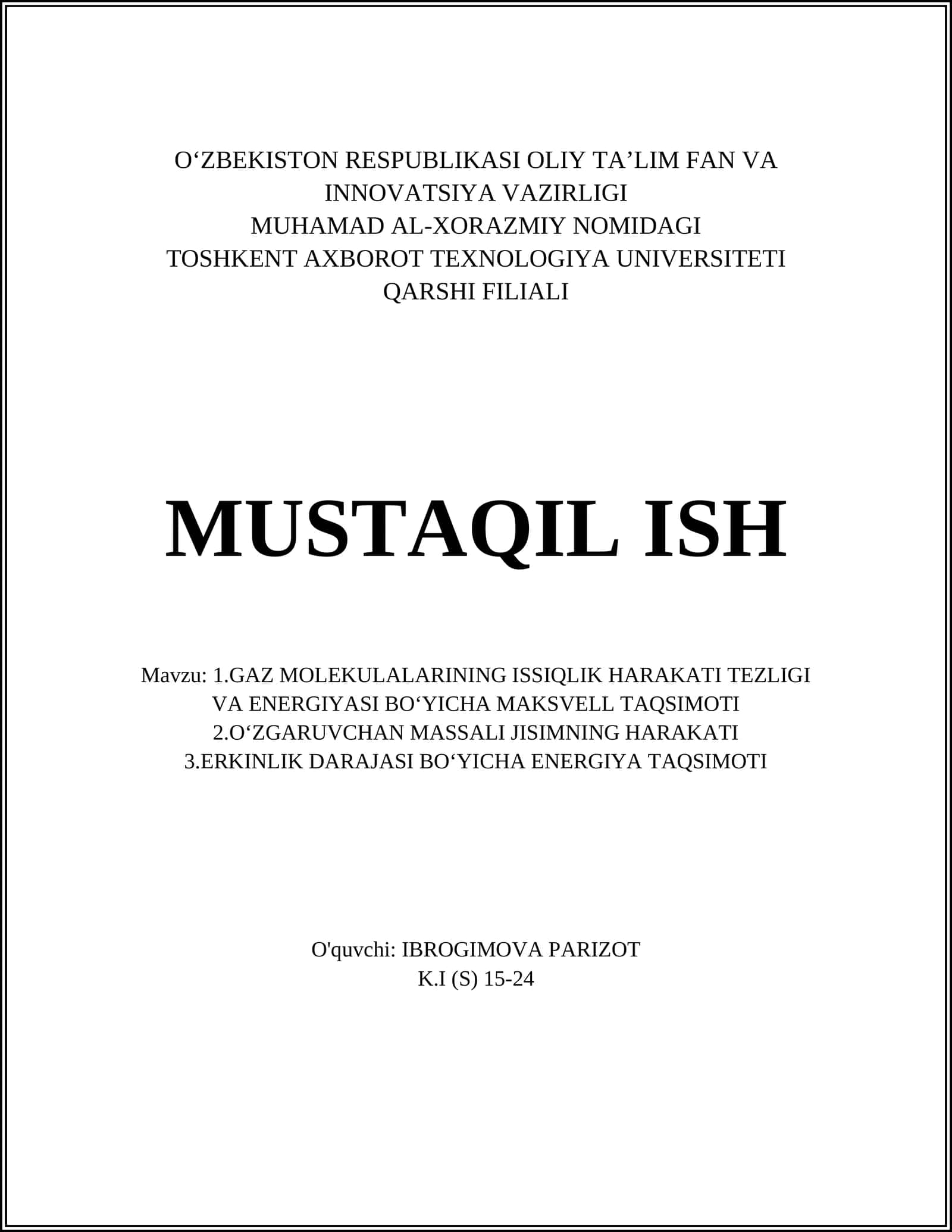 Gaz molekulalarining issiqlik harakati 1