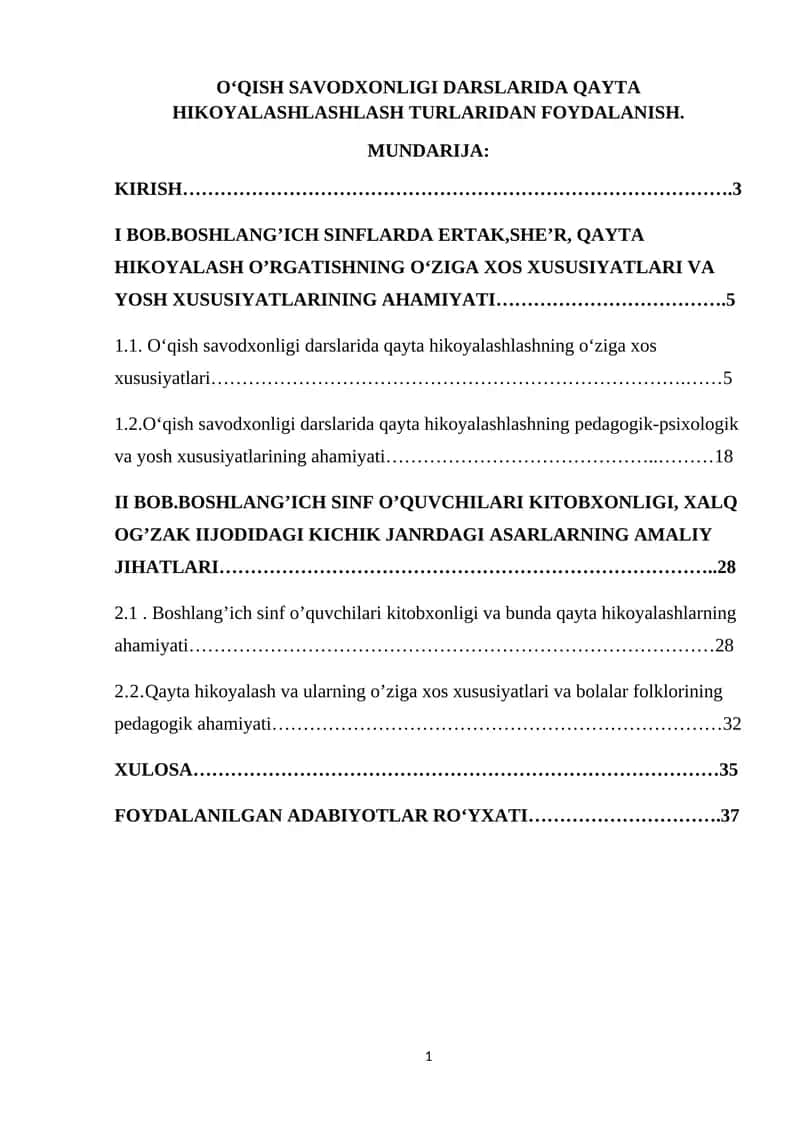 OʻQISH SAVODXONLIGI DARSLARI 1