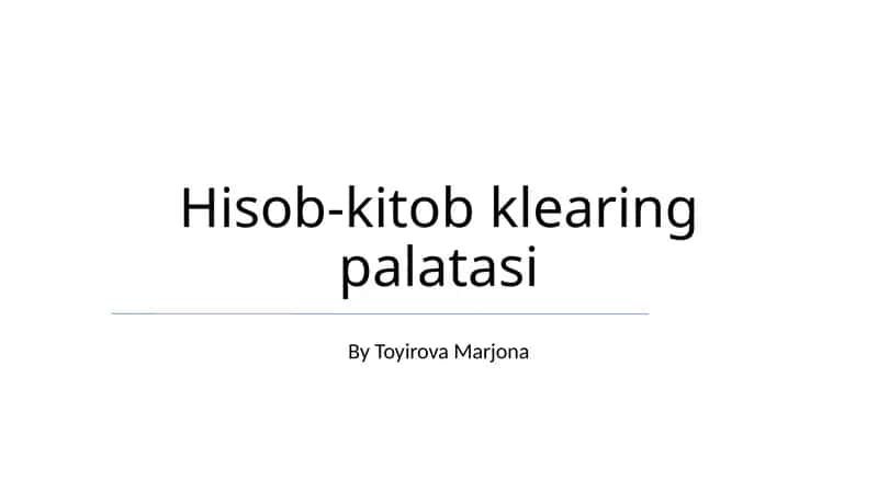 Hisob-kitob klearing palatasi 1