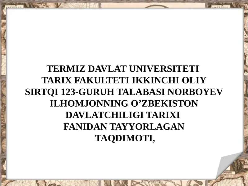 XIX ASRNING 70-90-YILLARIDA TURKISTON O'LKASIDA XALQ HARAKATLARI 1