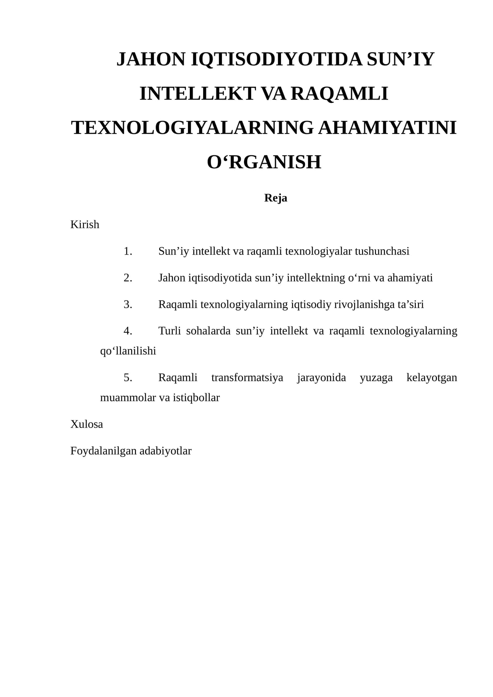 JAHON IQTISODIYOTIDA SUN’IY INTELLEKT VA RAQAMLI TEXNOLOGIYALARNING AHAMIYATINI O‘RGANISH 1