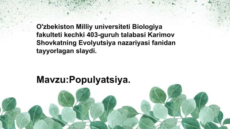 Evolyutsiya nazariyasi slaydi 1