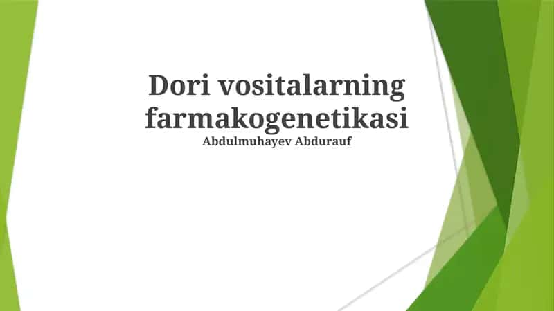 Dopaminergik Vositalarning Farmakogenetikasi 1