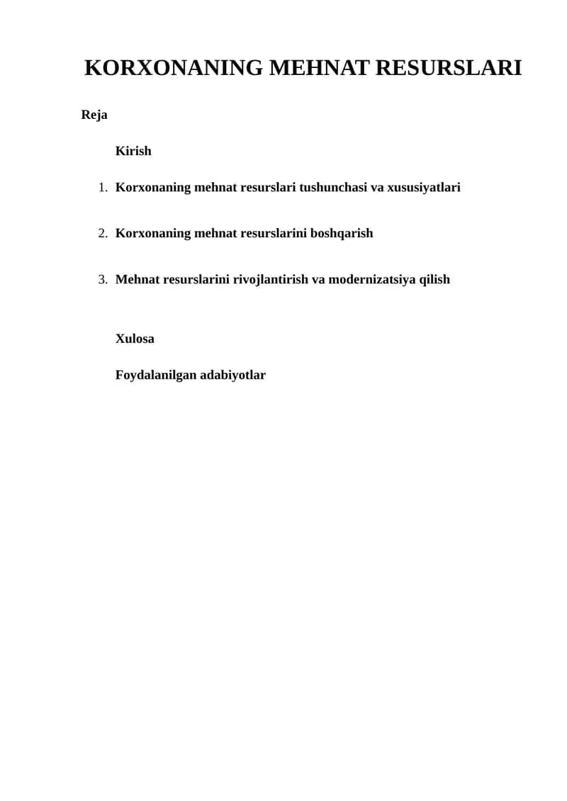 KORXONANING MEHNAT RESURSLARI 1