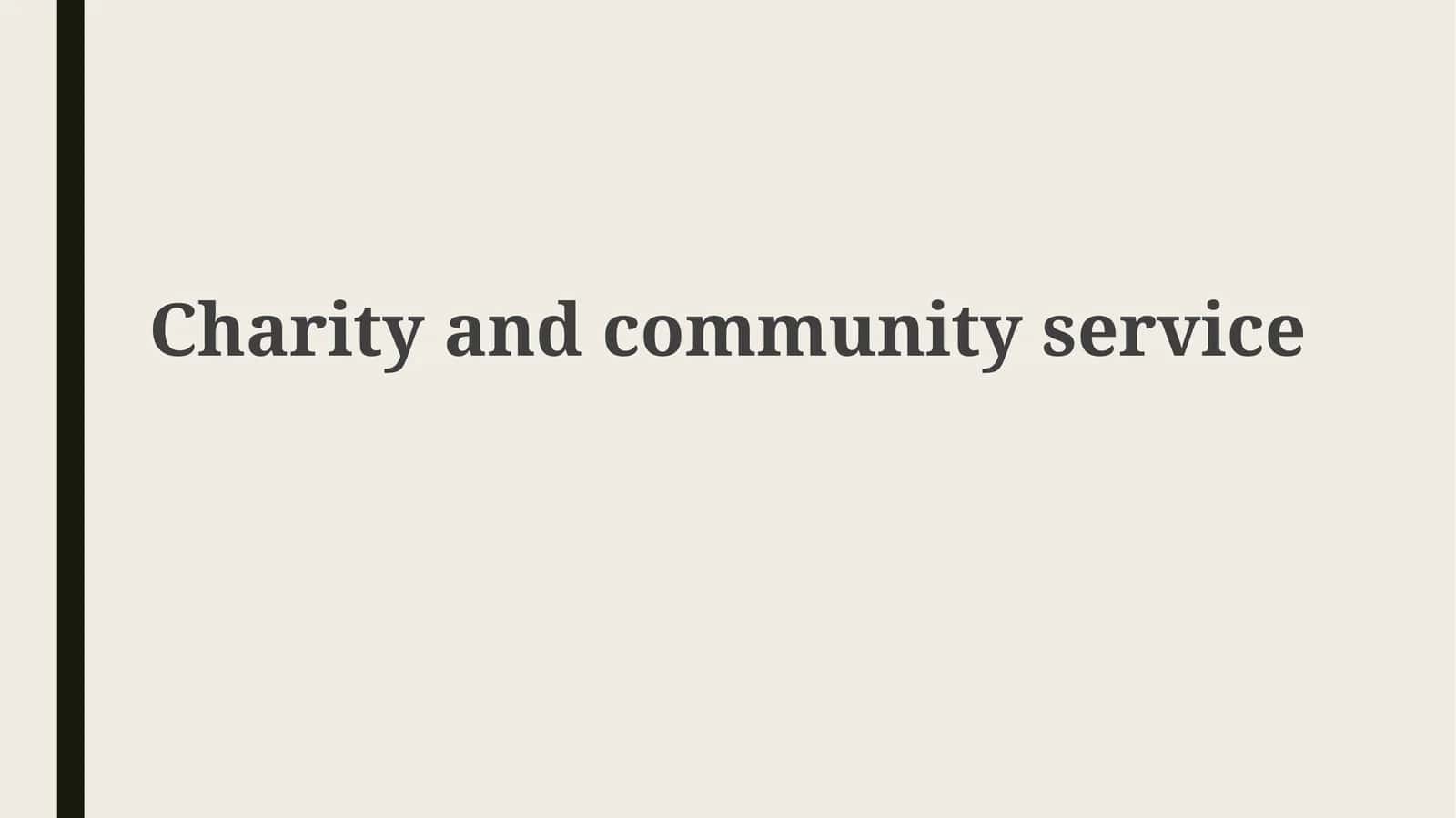Defining Charity and Community Service 1