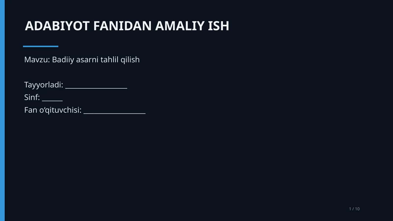 Badiiy asarni tahlil qilish 1