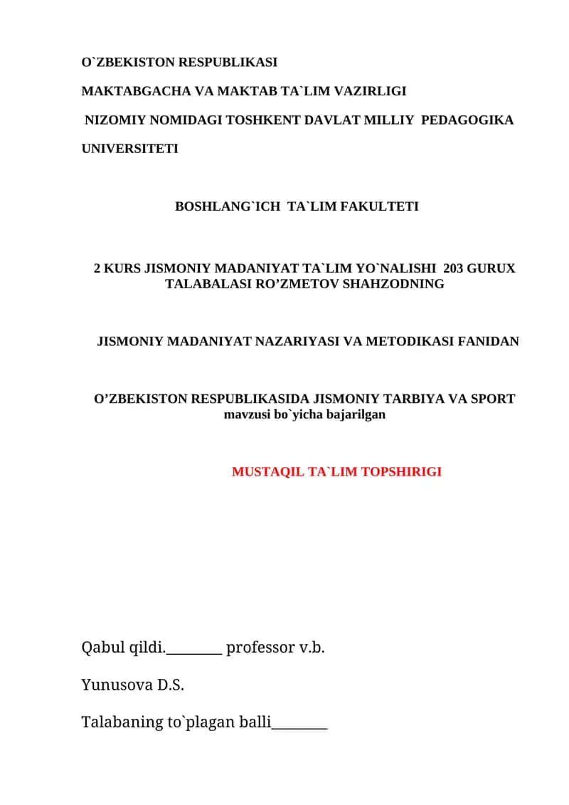 Jismoniy madaniyat ta'lim 1
