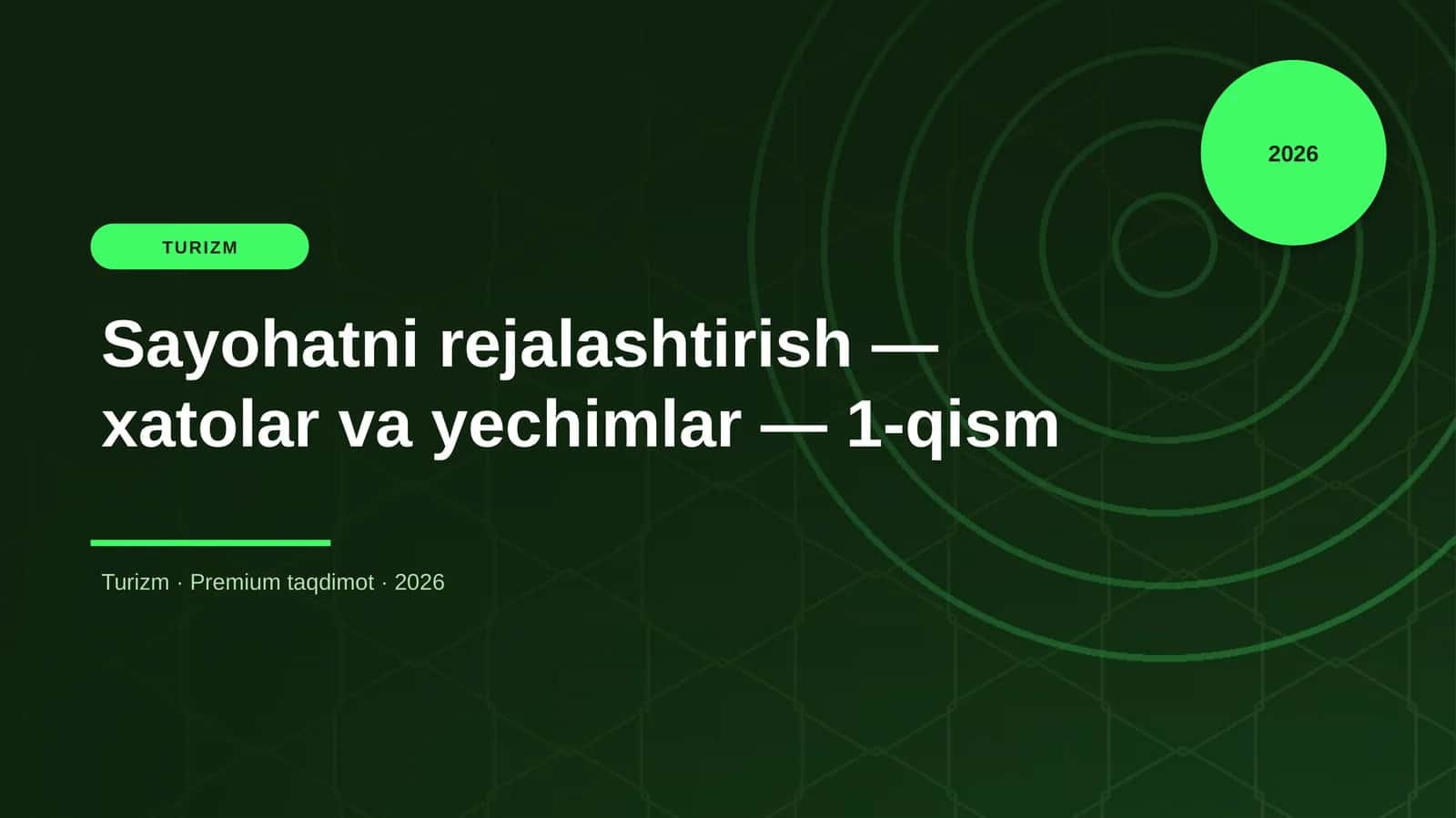 Sayohatni rejalashtirish — xatolar va yechimlar — 1-qism 1