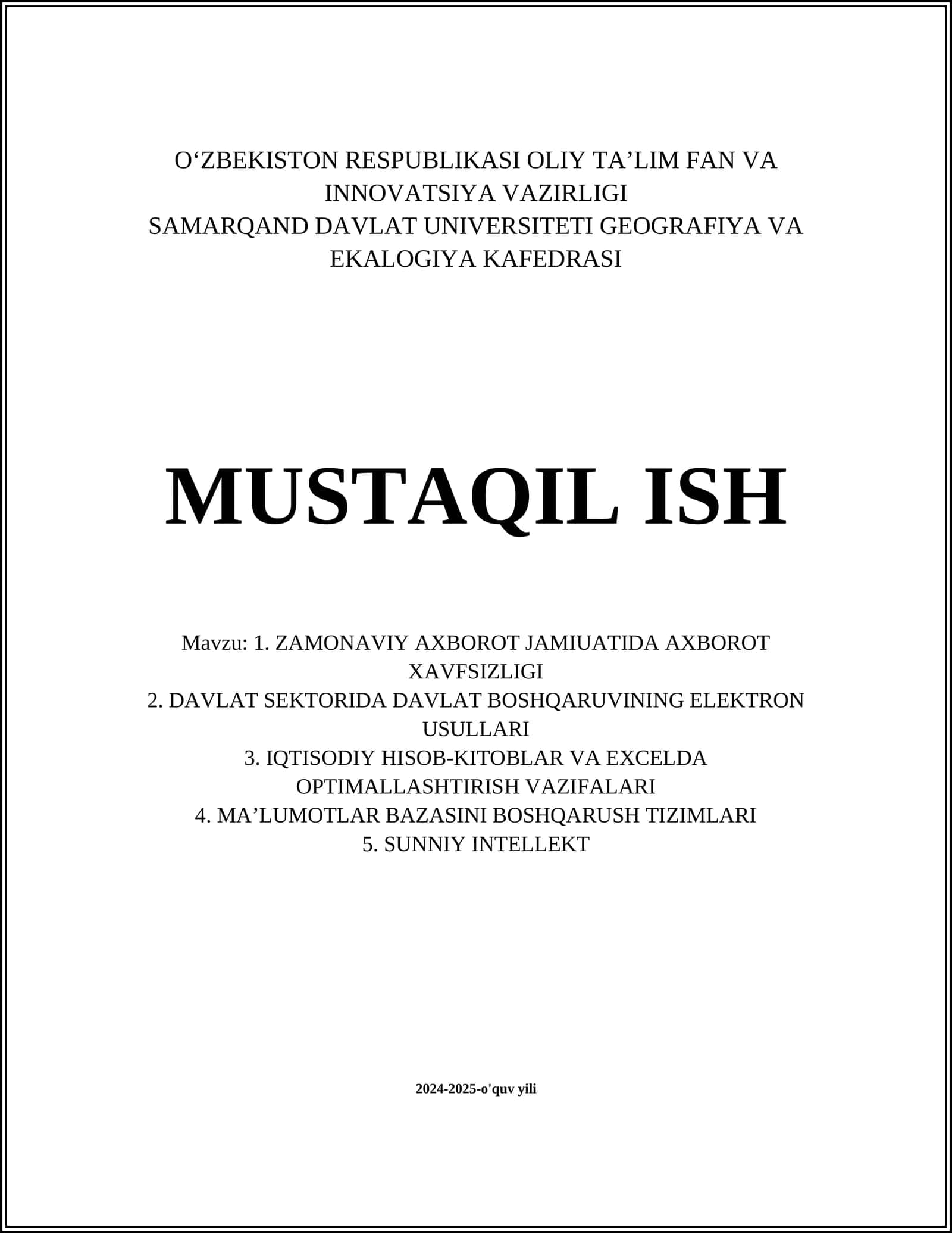 Zamonavi axborot xavfsizligining asosiy tushunchalari 1