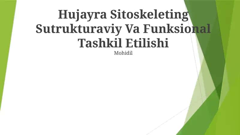 Hujayra Sitoskeleting Sutrukturaviy Va Funksional Tashkil Etilishi 1