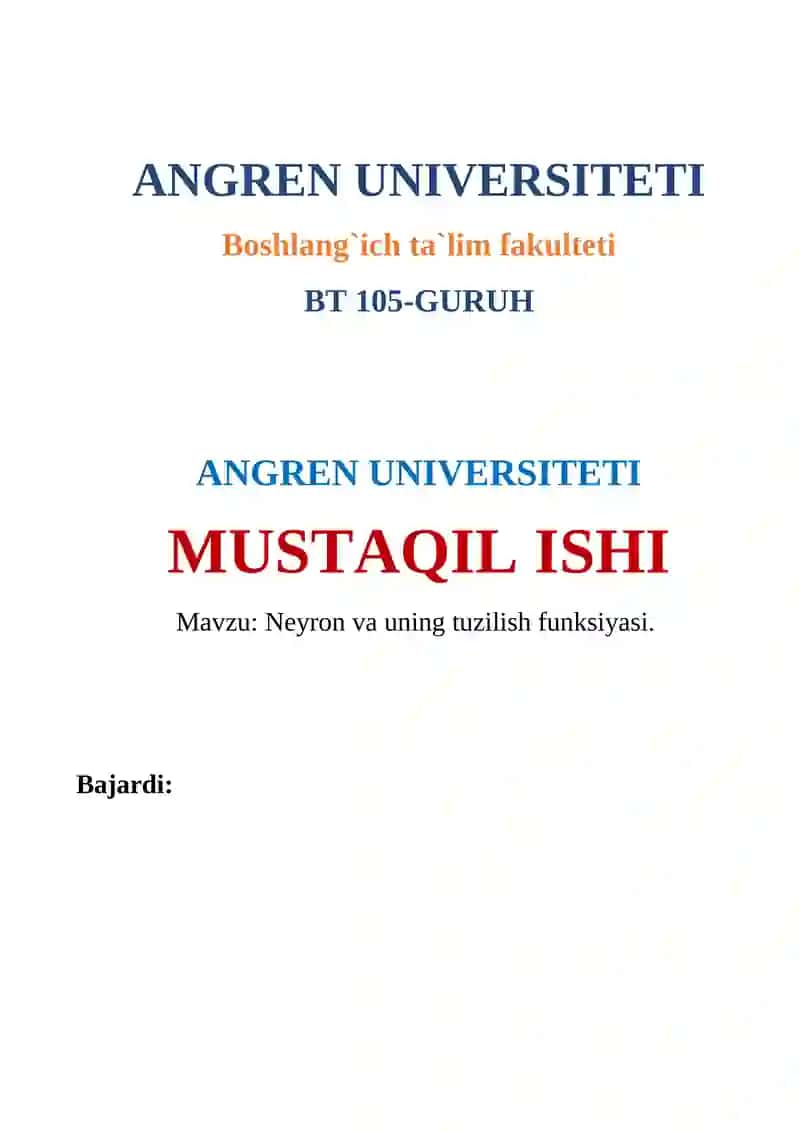 Neyron va uning tuzilish funksiyasi 1