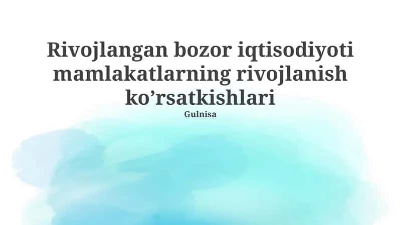 Rivojlangan bozor iqtisodiyoti 1