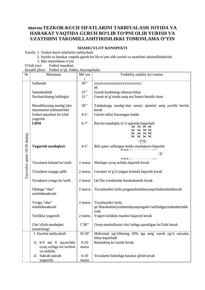 IKKI TOMONLAMA O‘YIN MASHG’ULOT KONSPEKTI 1