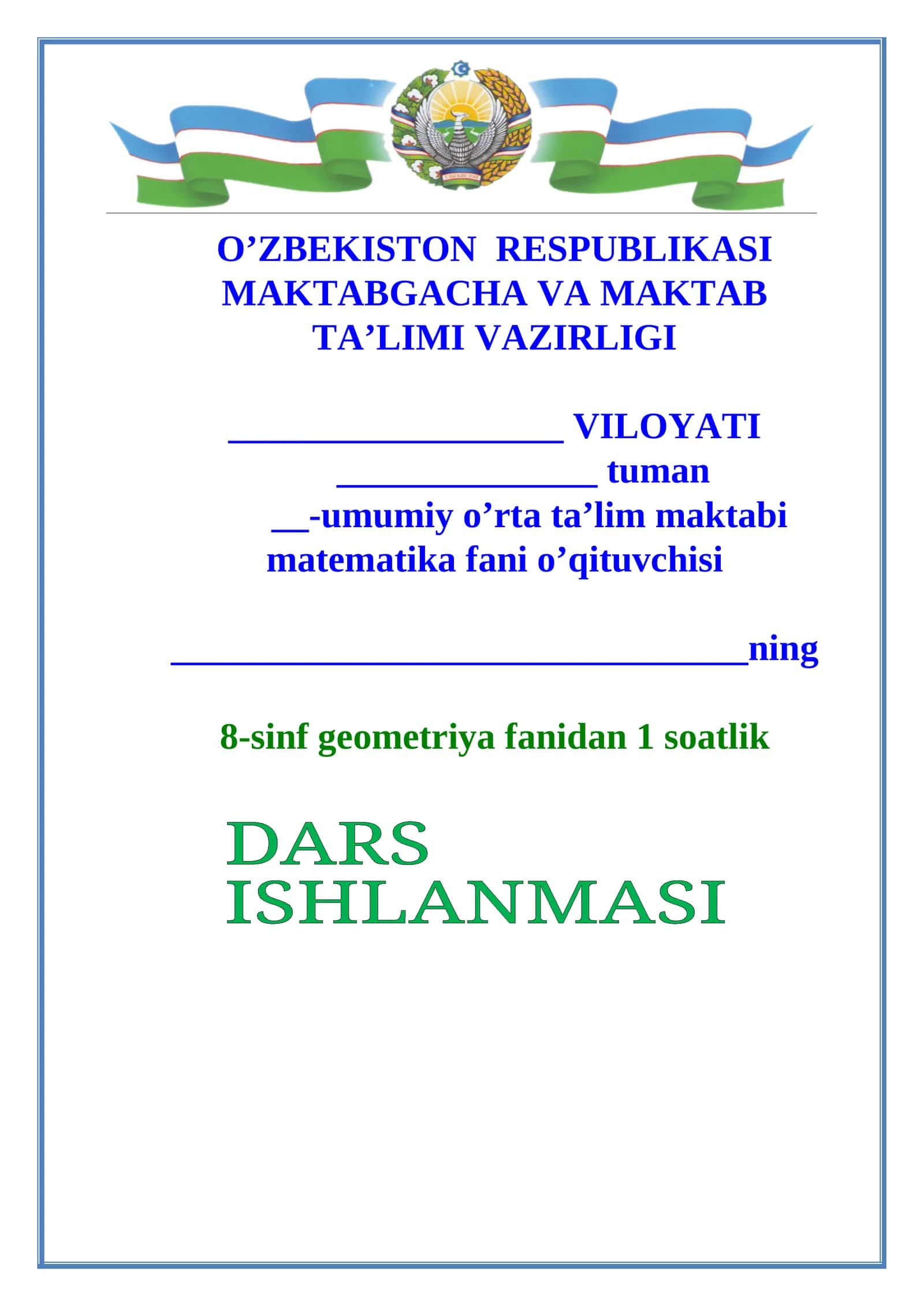 8-sinf geometriya fanidan 1 soatlik dars 1