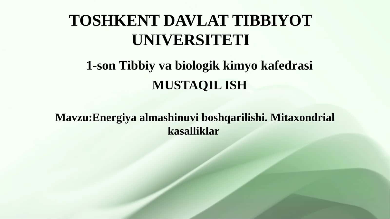 Energiya almashinuvi boshqarilishi 1
