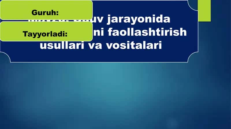 Òquv jarayonida ijodiy fikrlashni faollashtirish usullari va vositalari 1