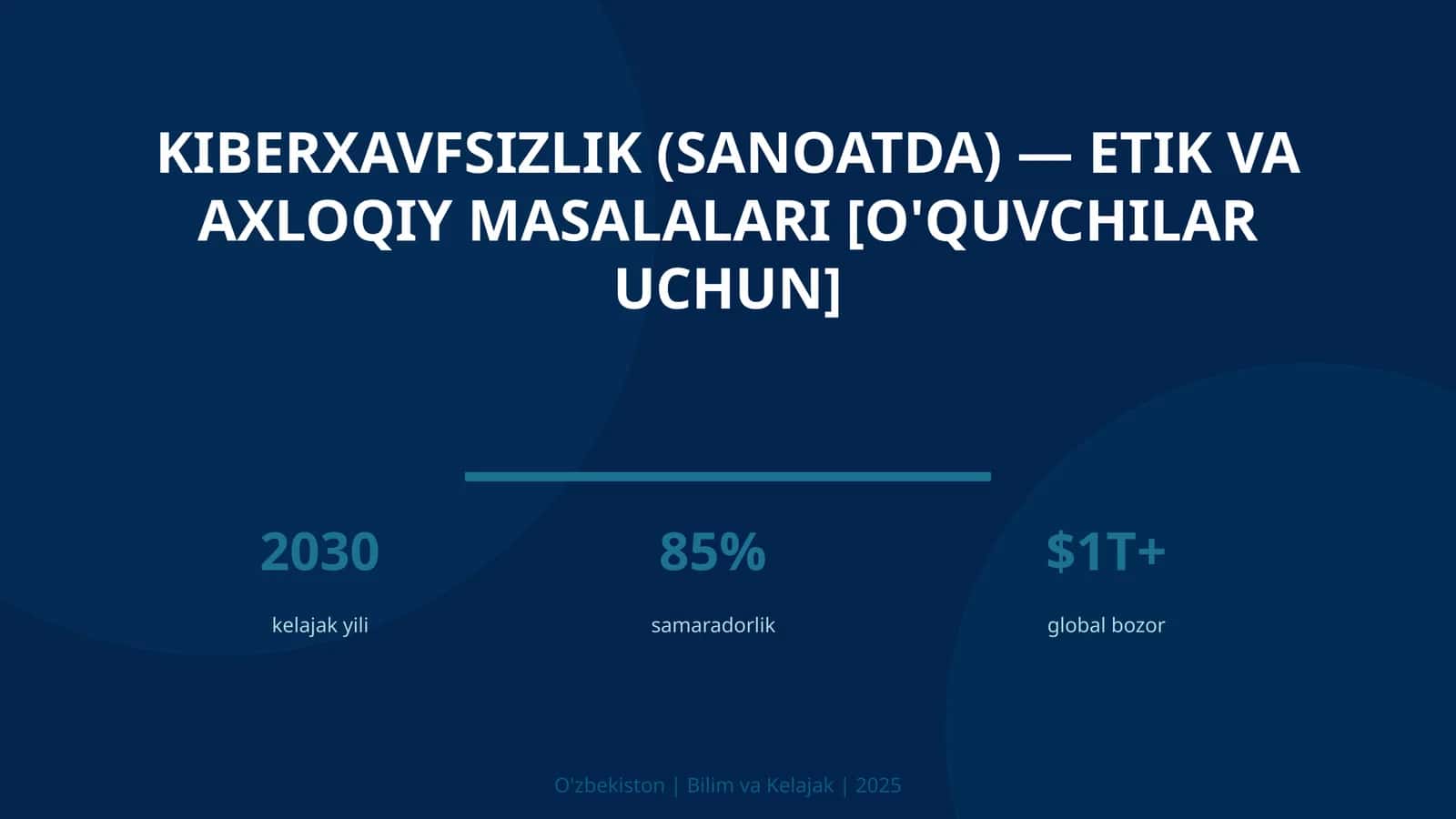Kiberxavfsizlik (sanoatda) — etik va axloqiy masalalari [o'quvchilar uchun] 1