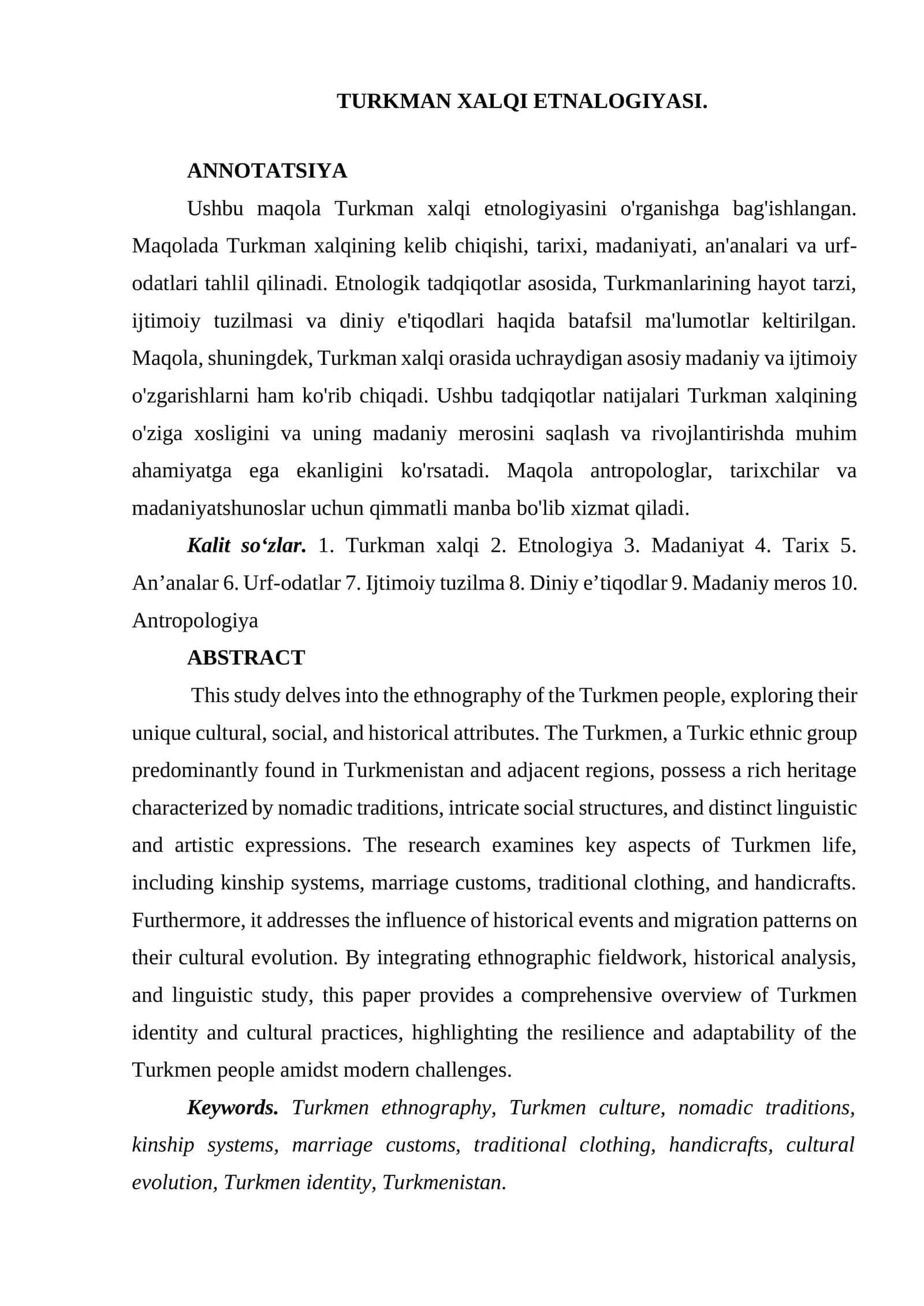 TURKMAN XALQI ETNALOGIYASI 1