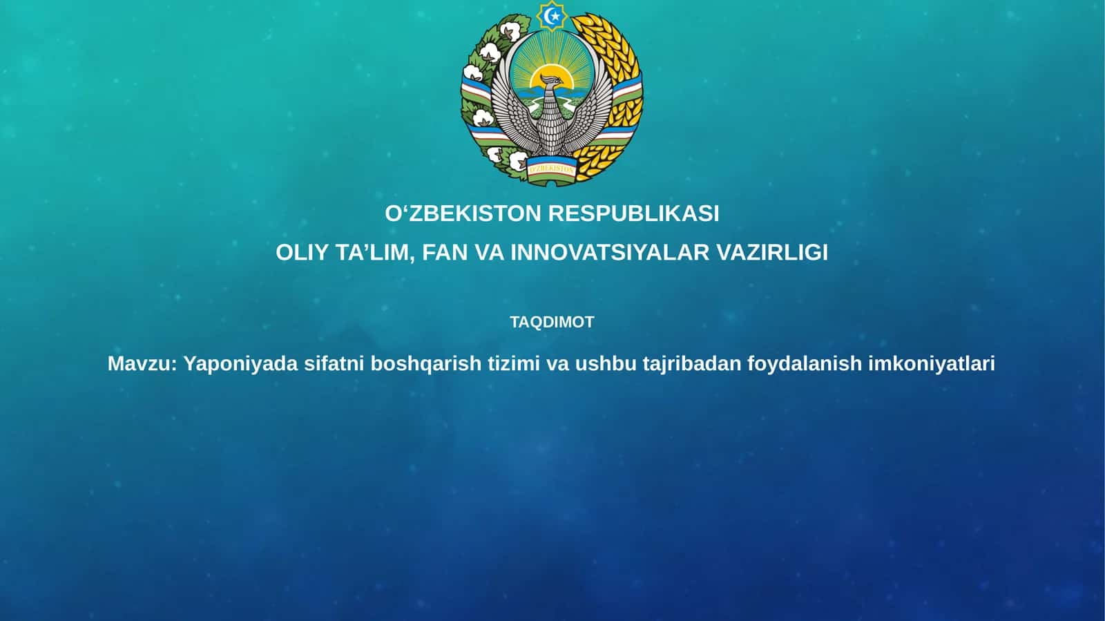 Yaponiyada sifatni boshqarish tizimi va ushbu tajribadan foydalanish imkoniyatlari 1