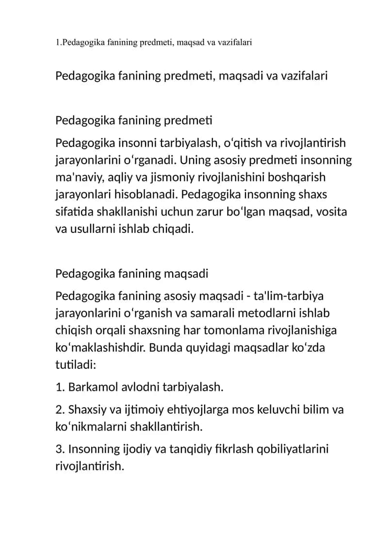 pedagogika javoblar 1