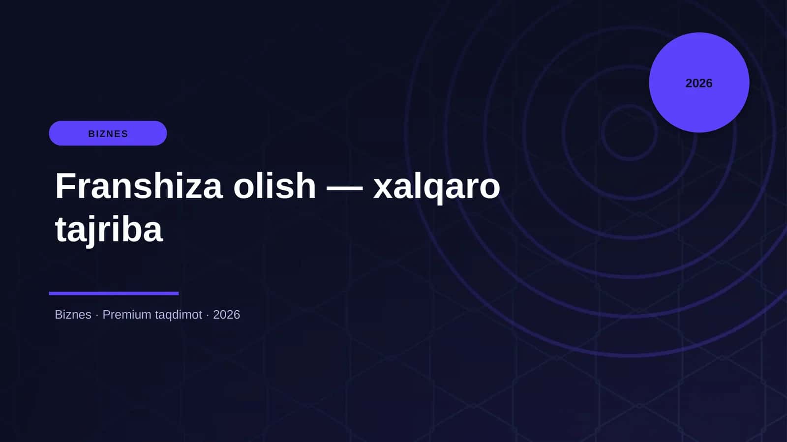 Franshiza olish — xalqaro tajriba 1