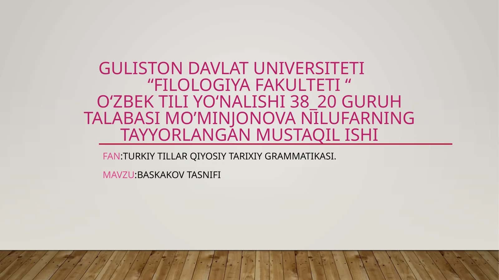 Baskakov Tasnifi 1