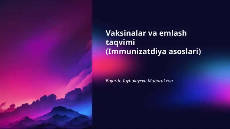 Vaksinalar va emlash taqvimi 1