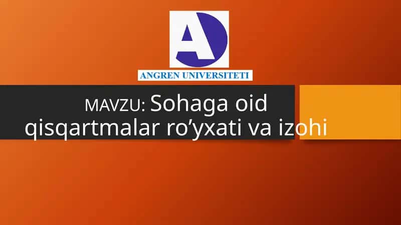 Sohaga oid qisqartmalar 1