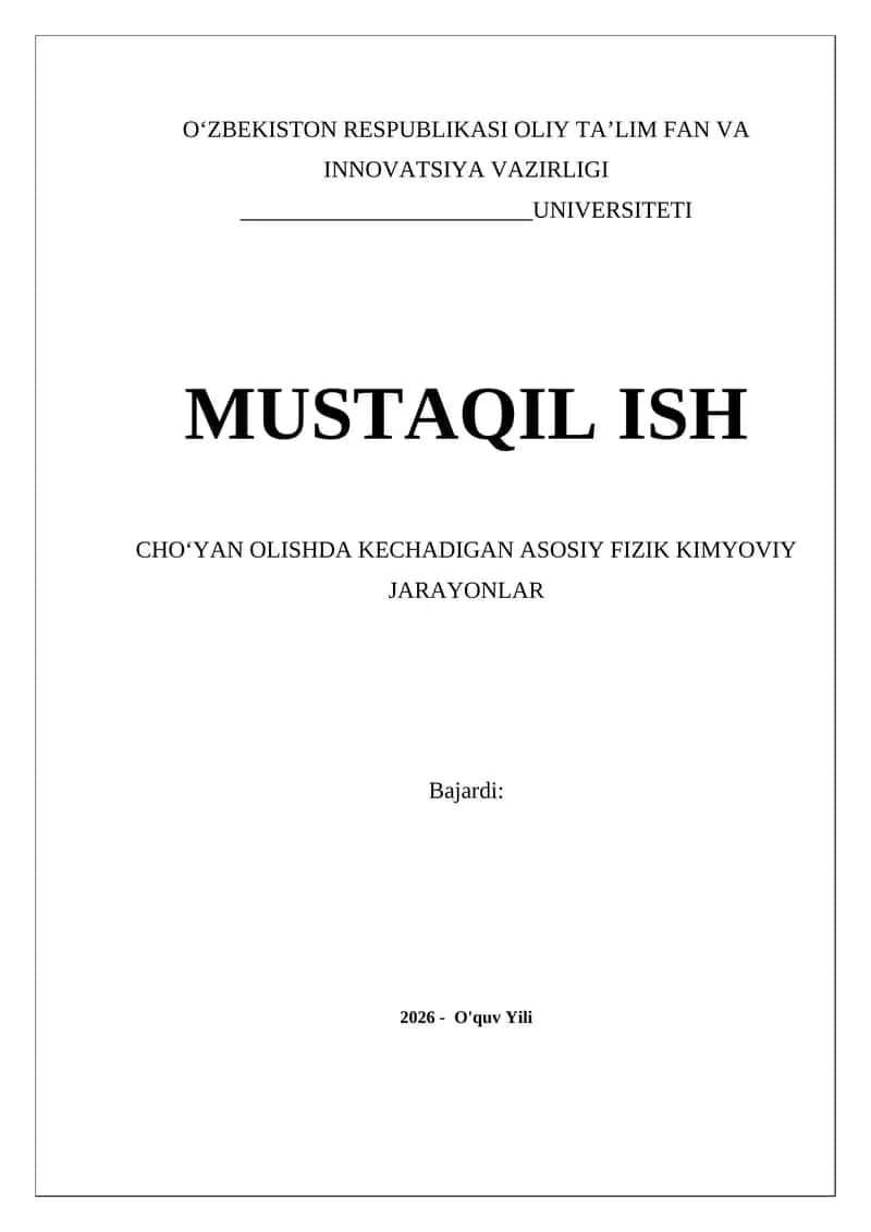 Cho‘yan Olishda Kechadigan Asosiy Fizik Kimyoviy Jarayonlar 1