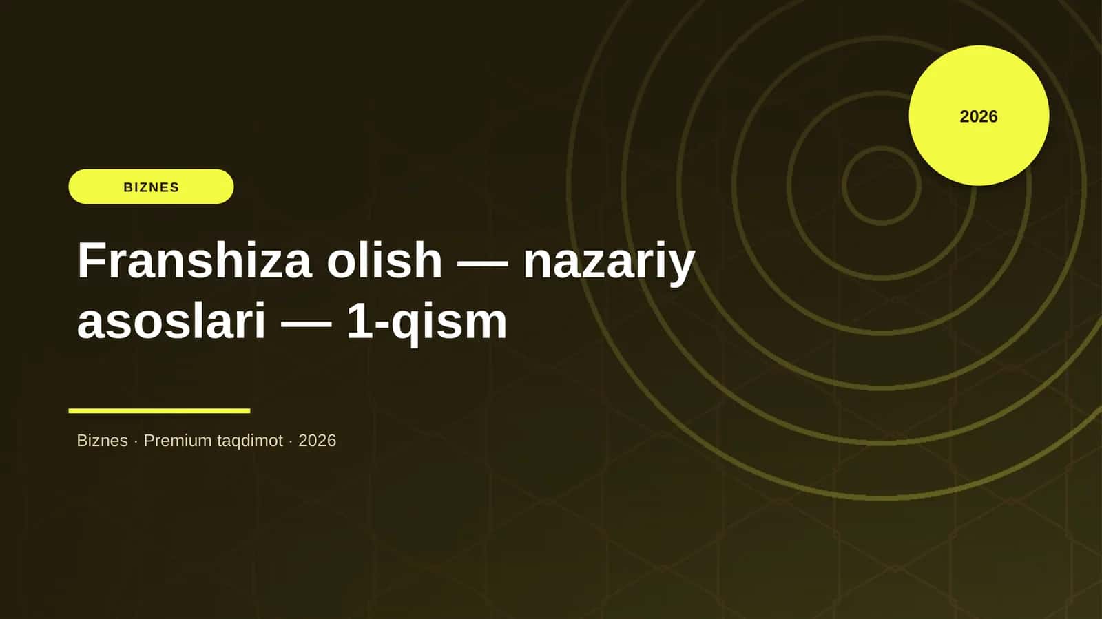 Franshiza olish — nazariy asoslari — 1-qism 1