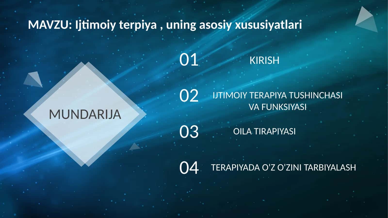 Ijtimoiy terpiya, uning asosiy xususiyatlari 1