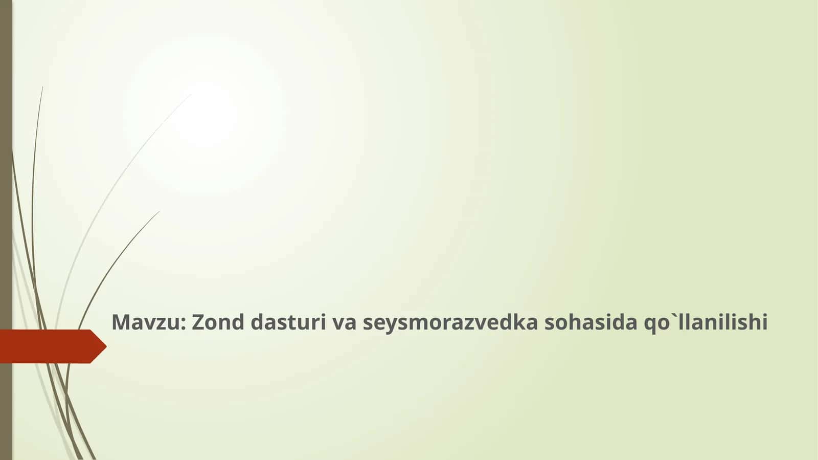 Zond dasturi va seysmorazvedka sohasida qo`llanilishi 1