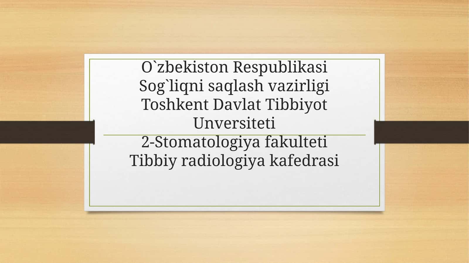 Bemor va Tibbiy xodimlar havfsizligi asoslari 1